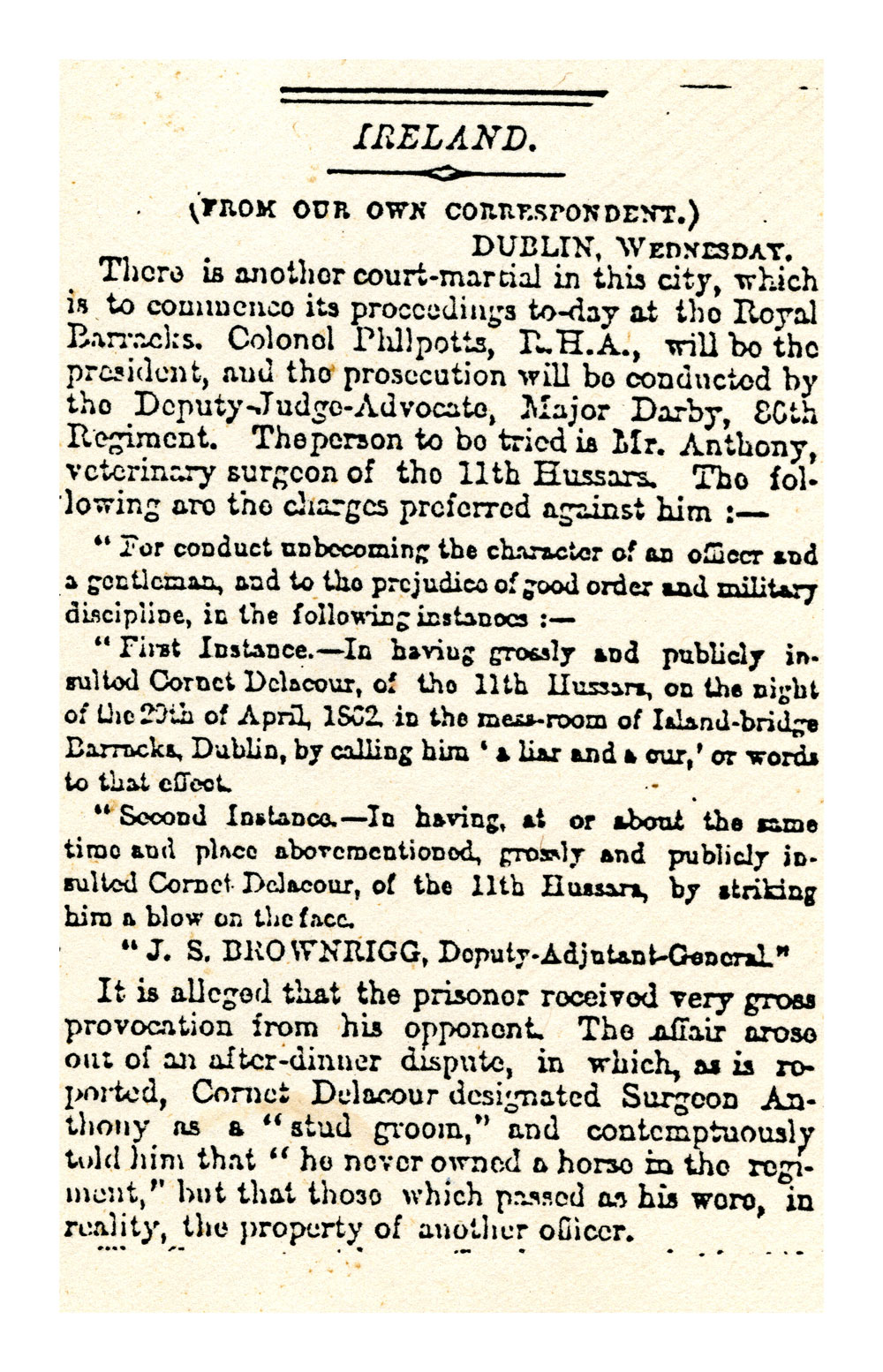  Court martial of Paul Anthony, 1862 