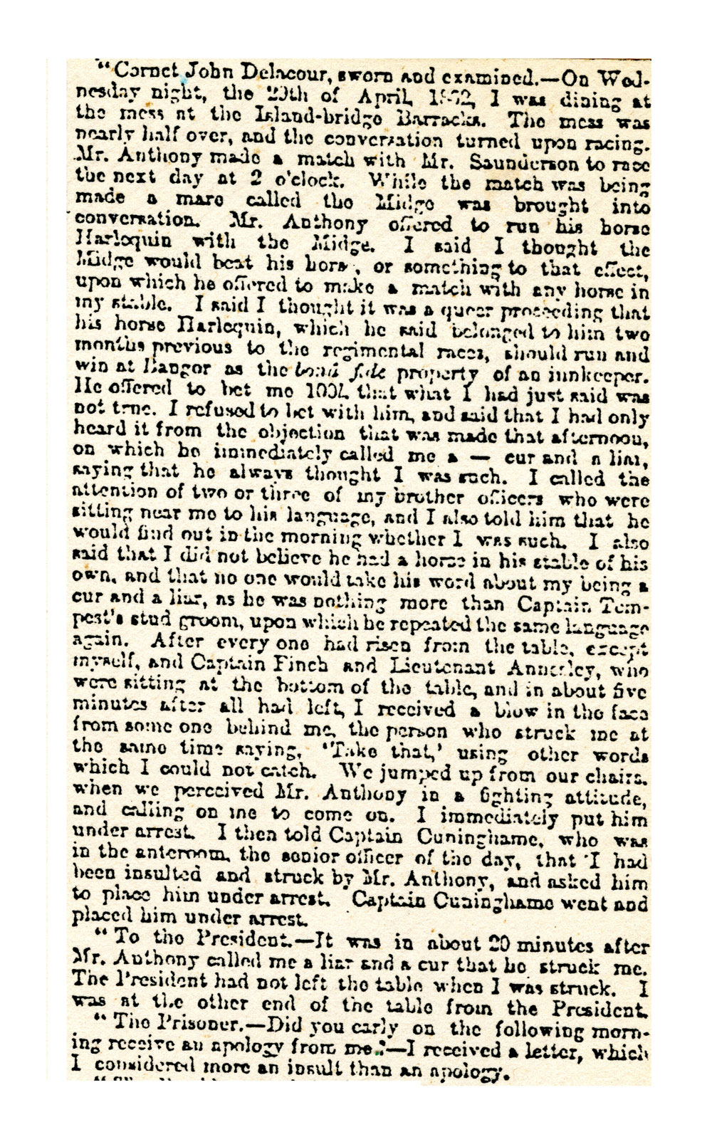  Court martial of Paul Anthony, 1862 