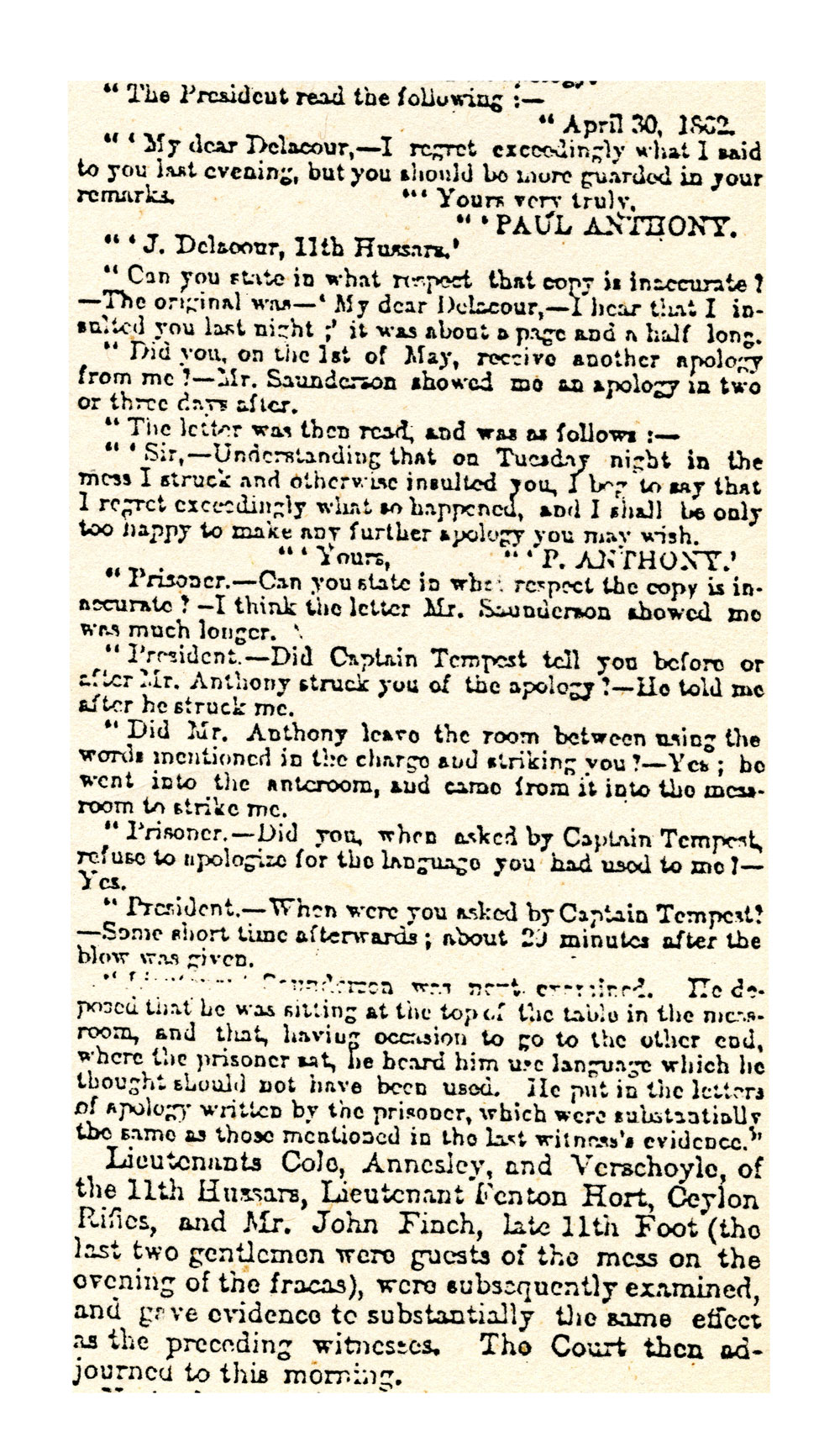  Court martial of Paul Anthony, 1862