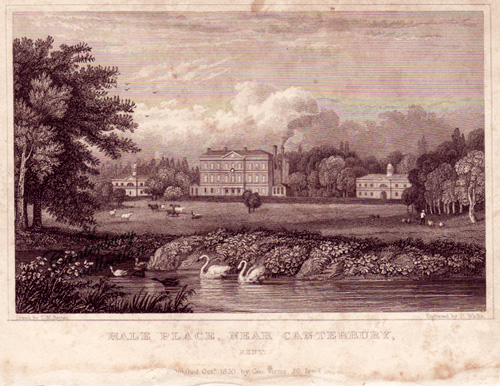 Engraving of Hale's Place, near Canterbury