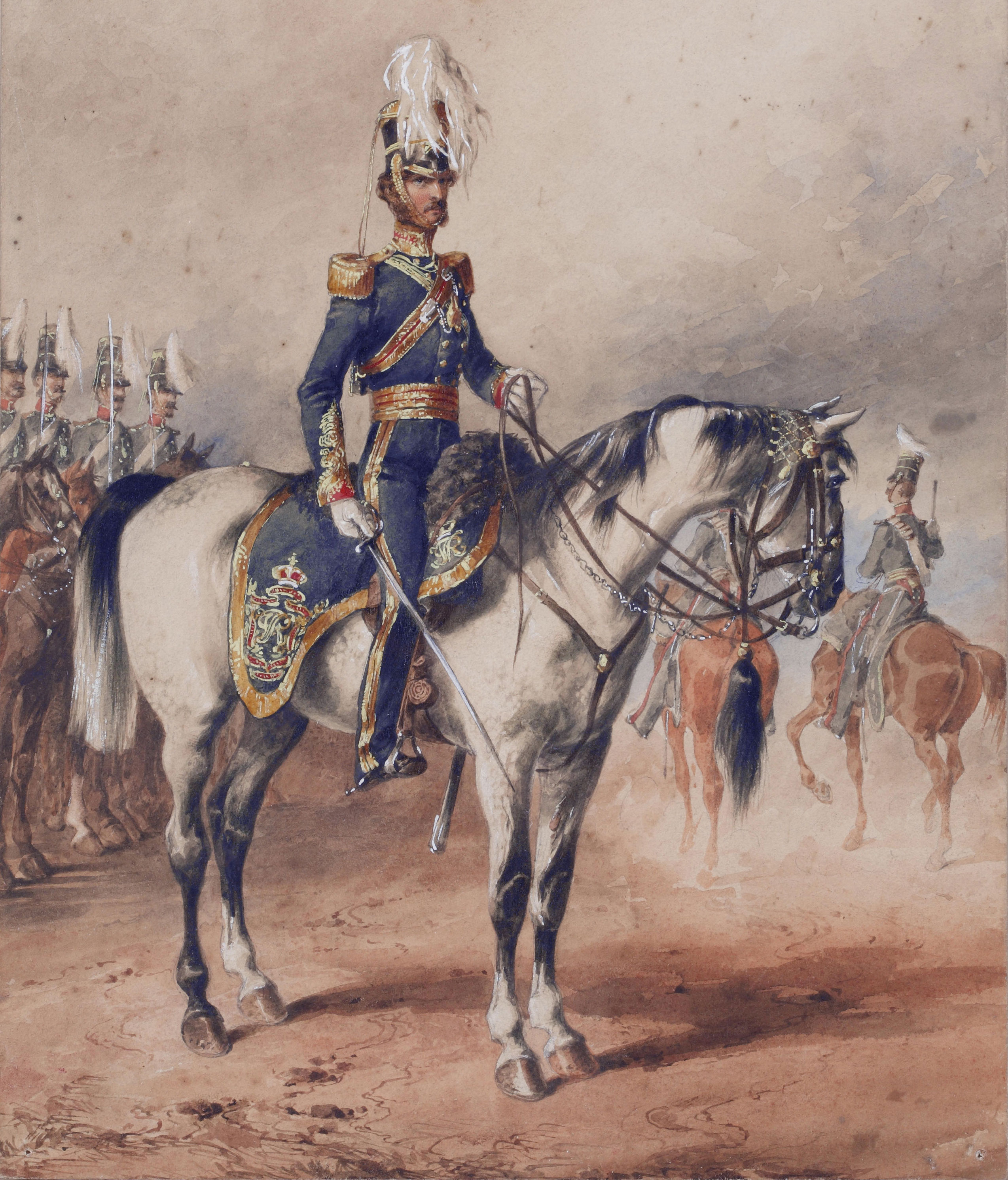 Watercolour portrait of Lieutenant-Colonel Lord George Augustus Frederick Paget, 4th Light Dragoons, Dublin 1850, by Michael Angelo Hayes (1820-1877). Click to enlarge.
