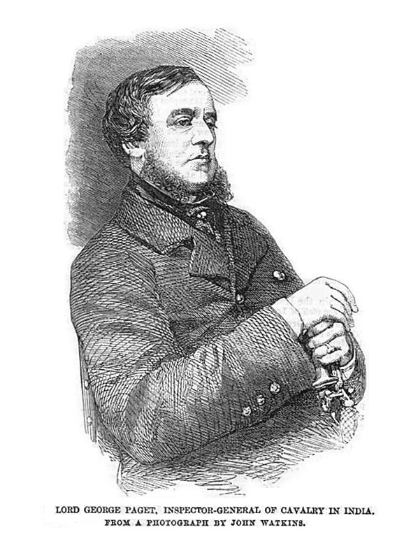 Engraving of Lord George Augustus Frederick Paget, Inspector General of Cavalry in India. Click to enlarge. 