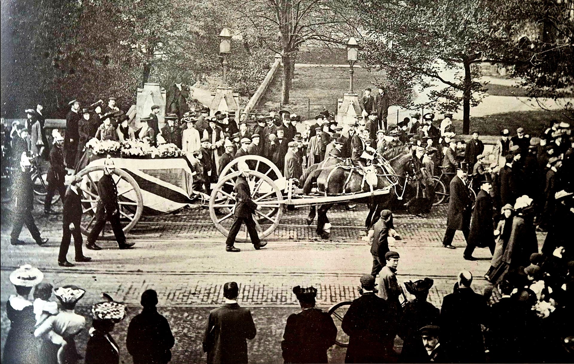 The funeral procession of Balaclava veteran, Benjamin Soley, on 24th April 1906 passing Christ Church