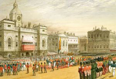 Painting by Tenniel of the distribution of Crimean Medals on Horse Guards Parade, 18 May 1855 