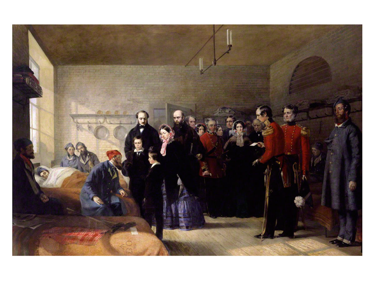  Queen Victoria's First Visit to her Wounded Soldiers, 1855, Jerry Barrett (first exhibited 1856). Click to enlarge.